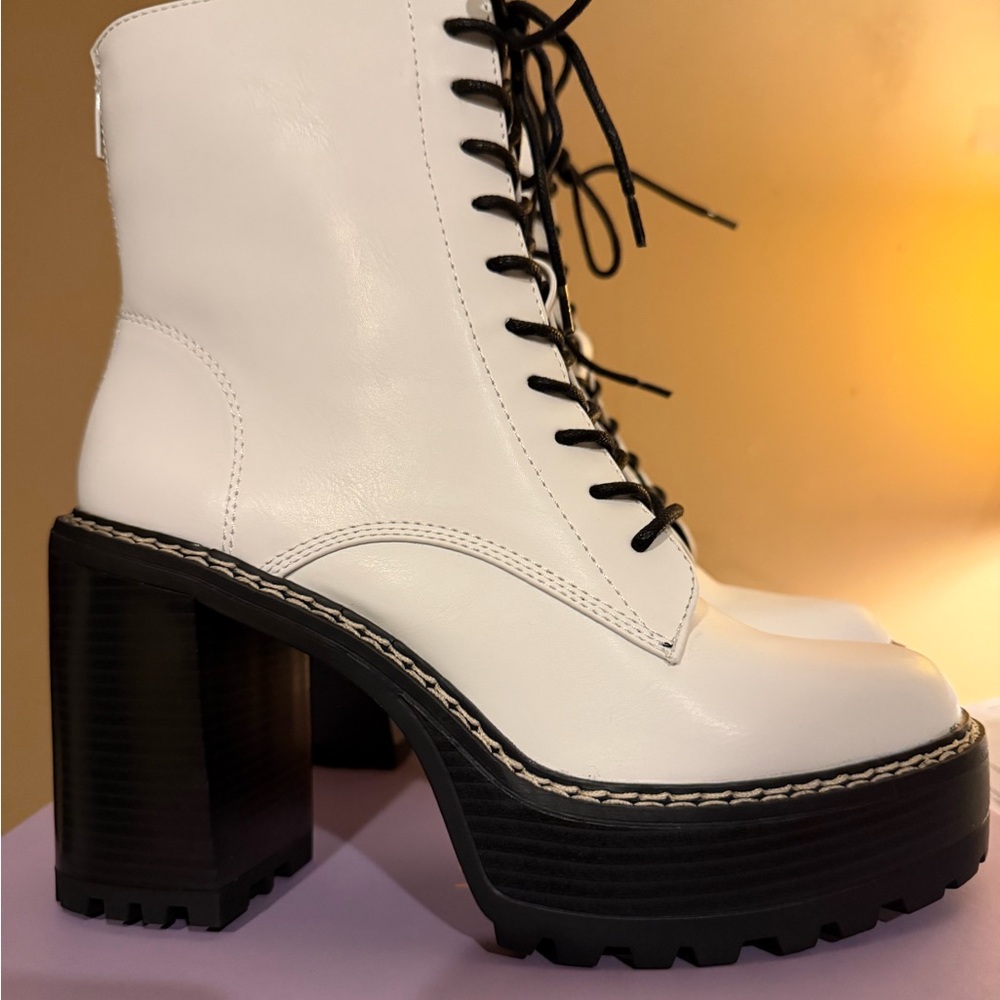 Madden Girl White Lace Up Platform Boots